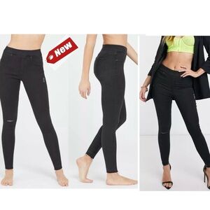 Spanx vintage black distressed denim leggings Sz M NWT new with tag